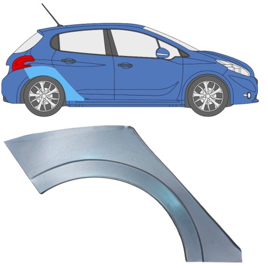 Aizmugurējā arka priekš Peugeot 208 2012-2019 / Labā 16316