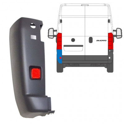 Aizmugurējā bufera stūris ar atstarotāja lukturi priekš Fiat Ducato 2006-2018 / Kreisā /  9728