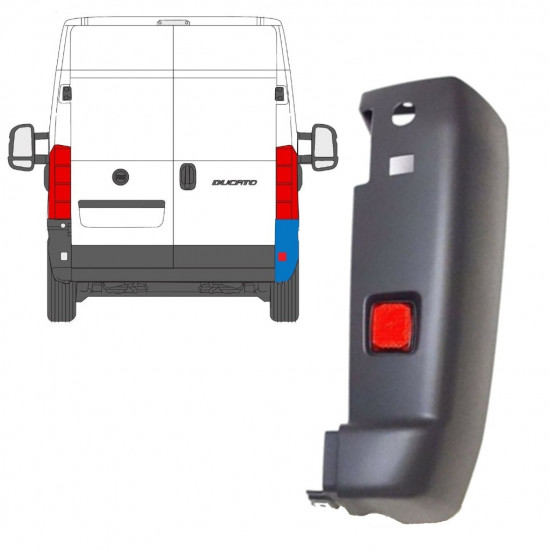 Aizmugurējā bufera stūris ar atstarotāja lukturi priekš Fiat Ducato 2006-2018 / Labā /  9727