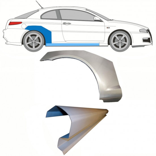 Slieksnis + aizmugurējā spārna daļa priekš Alfa Romeo Gt 2003-2010 / Labā / Komplekts 8701