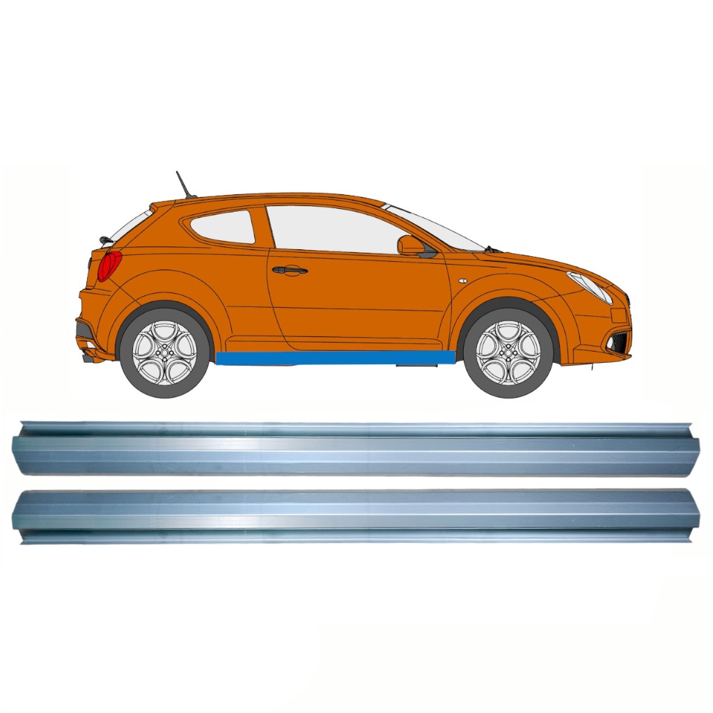 Slieksnis Priekš Alfa Romeo Mito 2008-2018 / Kreisais = Labais (Simetrisks) / Komplekts 10708