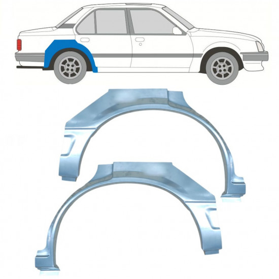 Aizmugurējā arka priekš Opel Ascona C / Vauxhall Cavalier 1981-1988 / Kreisais+Labais / Komplekts 9705