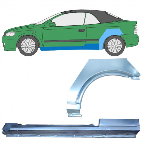 Slieksnis + aizmugurējā spārna daļa priekš Opel Astra G 2001-2006 CABRIO / Kreisā / Komplekts 12593