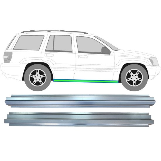 Iekšējais un ārējais slieksnis priekš Jeep Grand Cherokee 1998-2005 / Kreisais = Labais (simetrisks) / Komplekts 17005