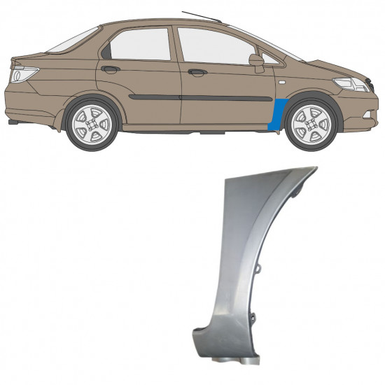 Priekšējā spārna daļa priekš Honda City 2002-2008 / Labā 7673