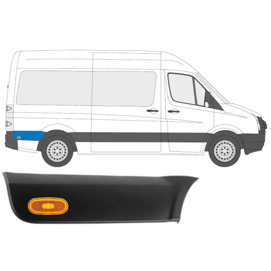 Aizmugurējā spārna sānu josla ar lukturi priekš Volkswagen Crafter 2005-2017 / Labā / Komplekts 14150