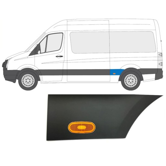 Aizmugurējā spārna sānu josla ar lukturi priekš Volkswagen Crafter 2005-2017 / Kreisā / Komplekts 14089