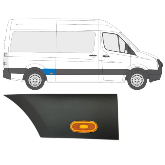 Aizmugurējā spārna sānu josla ar lukturi priekš Volkswagen Crafter 2005-2017 / Labā / Komplekts 14088