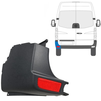 Aizmugurējā bufera stūris ar atstarotāja lukturi priekš Volkswagen Crafter 2005-2017 / Kreisā / Komplekts 15552