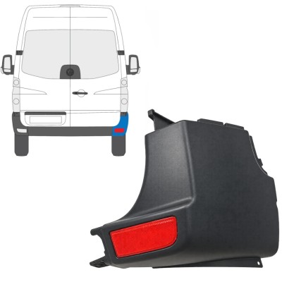 Aizmugurējā bufera stūris ar atstarotāja lukturi priekš Volkswagen Crafter 2005-2017 / Labā / Komplekts 15553