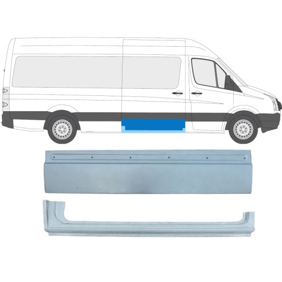 Bīdāmo durvju apakšējā loksne priekš Volkswagen Crafter 2005-2017 / Labā / Komplekts 14013