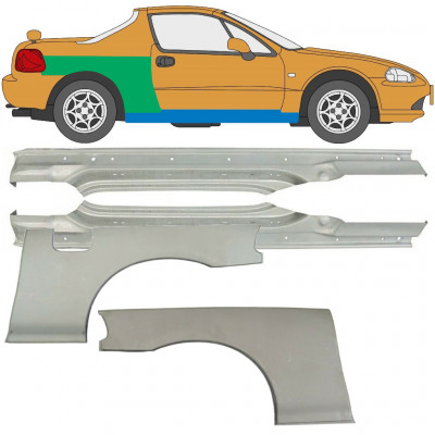 Slieksnis + aizmugurējā spārna daļa priekš Honda Civic CRX Del Sol 1992-1998 / Komplekts 9519