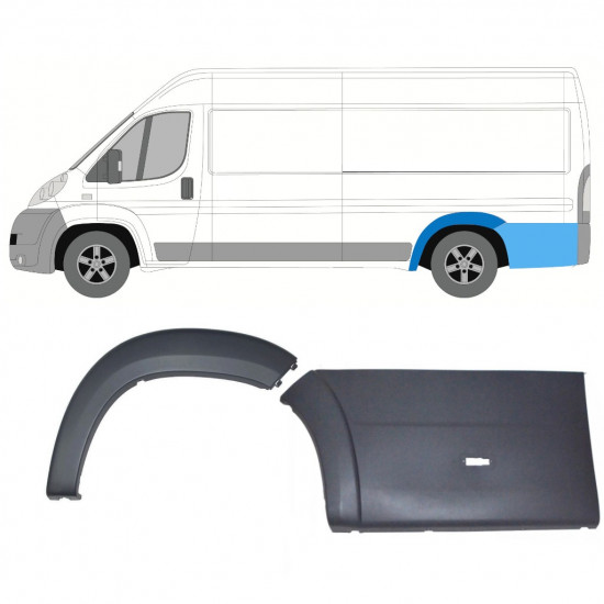 Aizmugurējā spārna joslu komplekts priekš Fiat Ducato Boxer Relay 2006-2018 / LWB / Kreisā /  8586