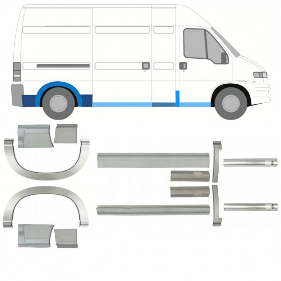 Slieksnis + aizmugurējā spārna daļa priekš Fiat Ducato Boxer Relay 1994-2006 / LWB / Komplekts 11524