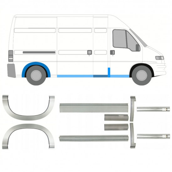 Slieksnis + aizmugurējā spārna daļa priekš Fiat Ducato Boxer Relay 1994-2006 / LWB / Komplekts 11518