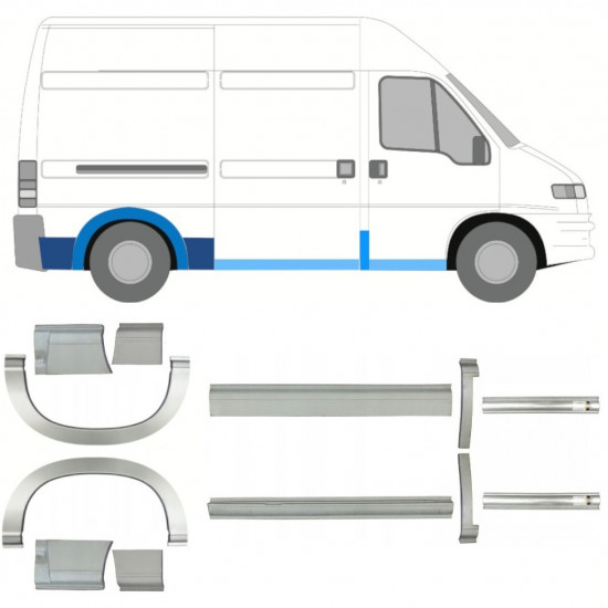 Slieksnis + aizmugurējā spārna daļa priekš Fiat Ducato Boxer Relay 1994-2006 / MWB / Komplekts 11523