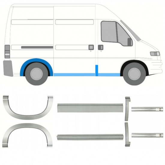 Slieksnis + aizmugurējā spārna daļa priekš Fiat Ducato Boxer Relay 1994-2006 / SWB / Komplekts 11516