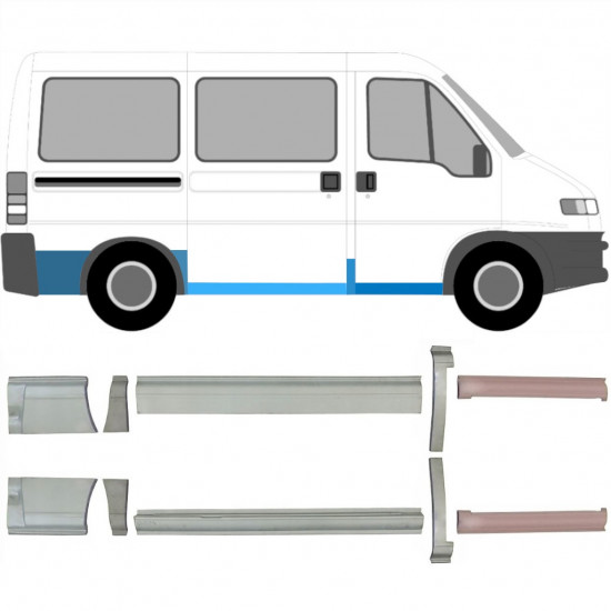 Slieksnis + aizmugurējā spārna daļa priekš Fiat Ducato Boxer Relay 1994-2006 / Komplekts 5087