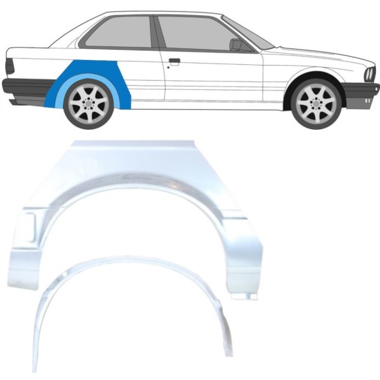 Aizmugurējā arka iekšējā un ārējā daļa priekš BMW 3 E30 1987-1994 / Labā / Komplekts 10851