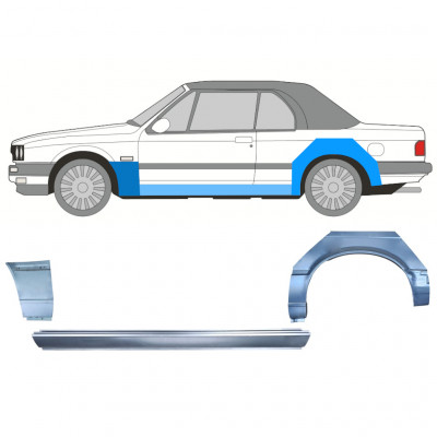 Slieksnis + priekšējā spārna daļa + aizmugurējā spārna daļa priekš BMW 3 E30 1985-1987 CABRIO / Kreisā / Komplekts 12572