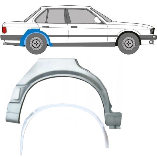 Aizmugurējā arka iekšējā un ārējā daļa priekš BMW 3 E30 1987-1994 / Labā / Komplekts 10860