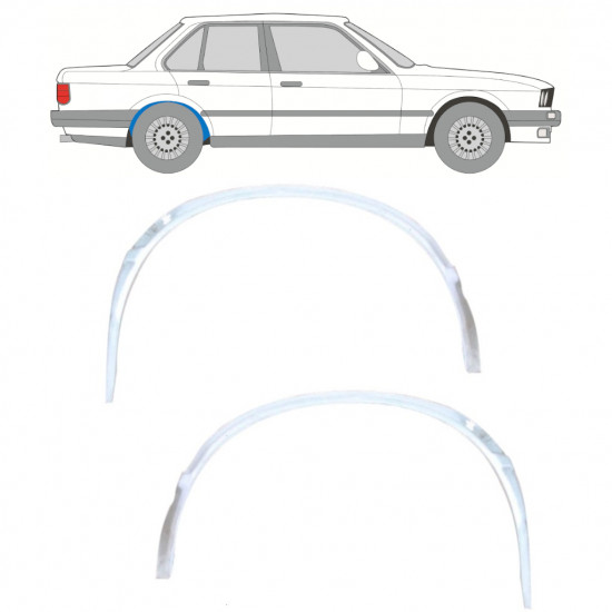 Aizmugurējā riteņa iekšējā arka priekš BMW 3 E30 1982- / Kreisais+Labais / Komplekts 10847