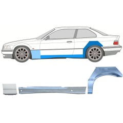 Slieksnis + priekšējā spārna daļa + aizmugurējā spārna daļa priekš BMW 3 E36 1990-2000 / Kreisā / COUPE / Komplekts 17026