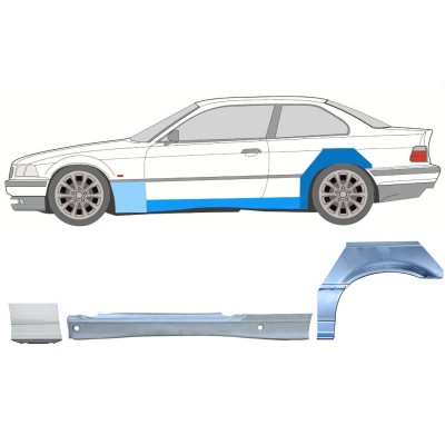 Slieksnis + priekšējā spārna daļa + aizmugurējā spārna daļa priekš BMW 3 E36 1990-2000 / Kreisā / COUPE / Komplekts 17026