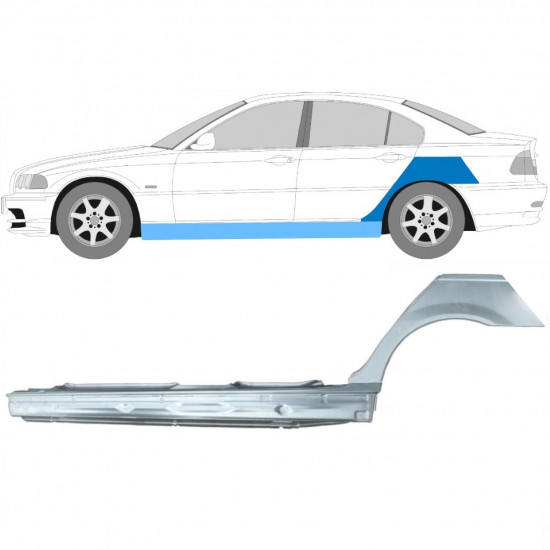 Slieksnis + aizmugurējā spārna daļa priekš BMW E46 3 1998-2005 / Kreisā / Komplekts 11259
