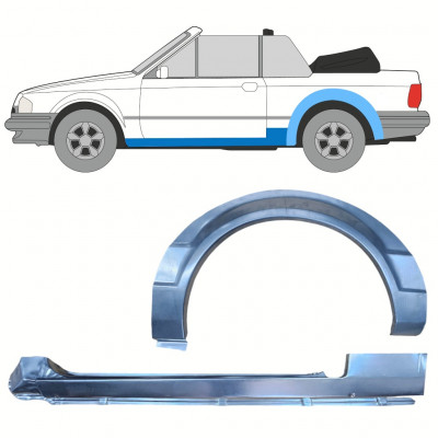 Slieksnis + aizmugurējā spārna daļa priekš Ford Escort 1981-1990  CABRIO / Kreisā / Komplekts 12587