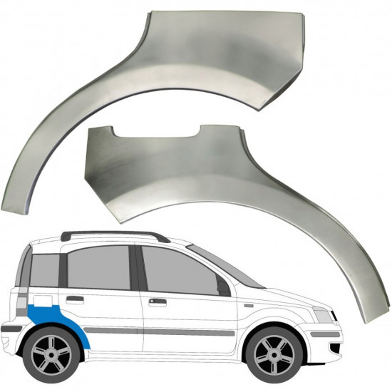 Slieksnis + aizmugurējā spārna daļa priekš Fiat Panda 2003-2012 / Kreisais+Labais / Komplekts 6496