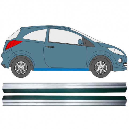 Sliekšņa apakšējā daļa priekš Ford Ka 2008-2016 / Kreisais+Labais / Kreisais = Labais (simetrisks) / Komplekts 12945 Sliekšņa apakšējā daļa priekš Ford Ka 2008-2016 / Kreisais+Labais / Kreisais = Labais (simetrisks) / Komplekts 12945