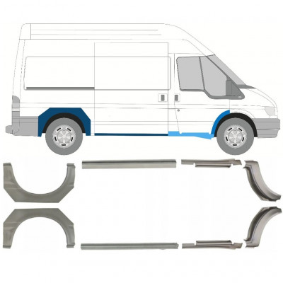 Slieksnis + aizmugurējā spārna daļa priekš Ford Transit 2000-2013 / Komplekts 9692