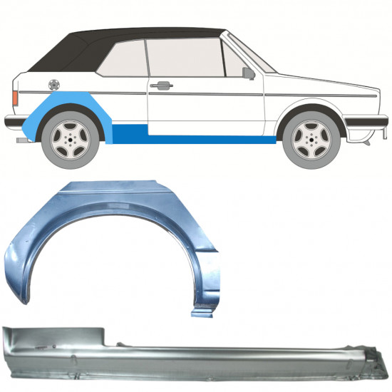 Slieksnis + aizmugurējā spārna daļa priekš VW Golf 1 1979-1993 CABRIO / Labā / Komplekts 12577