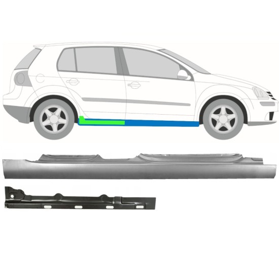 Iekšējais un ārējais slieksnis priekš Volkswagen Golf 5 2003-2009 / Labā / Komplekts 11138
