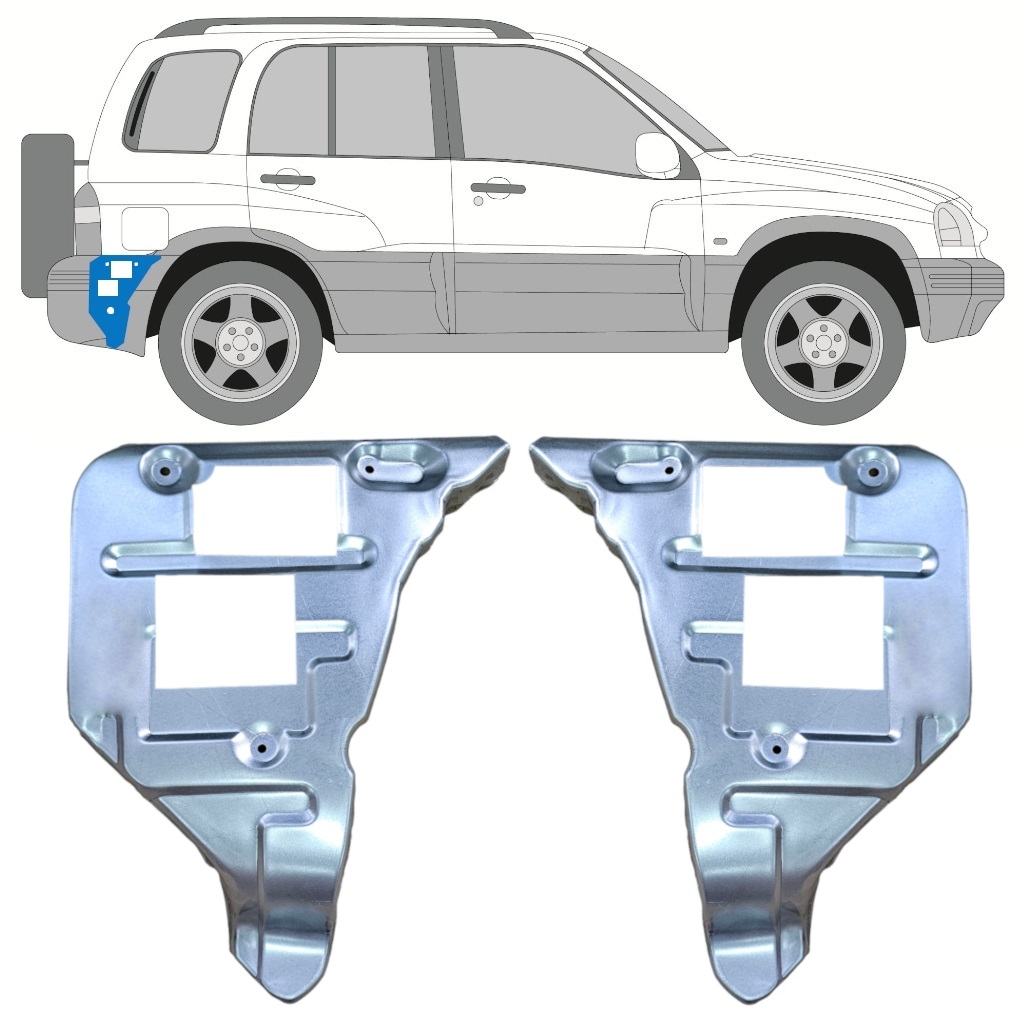 Aizmugurējā Bampera Stiprinājuma Daļa Priekš Suzuki Grand Vitara 1997-2005 / Kreisais+Labais / Komplekts 11701