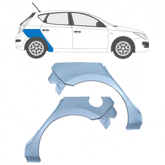 Aizmugurējā arka priekš Hyundai I30 2007-2012 / Kreisais+Labais / Komplekts 5472