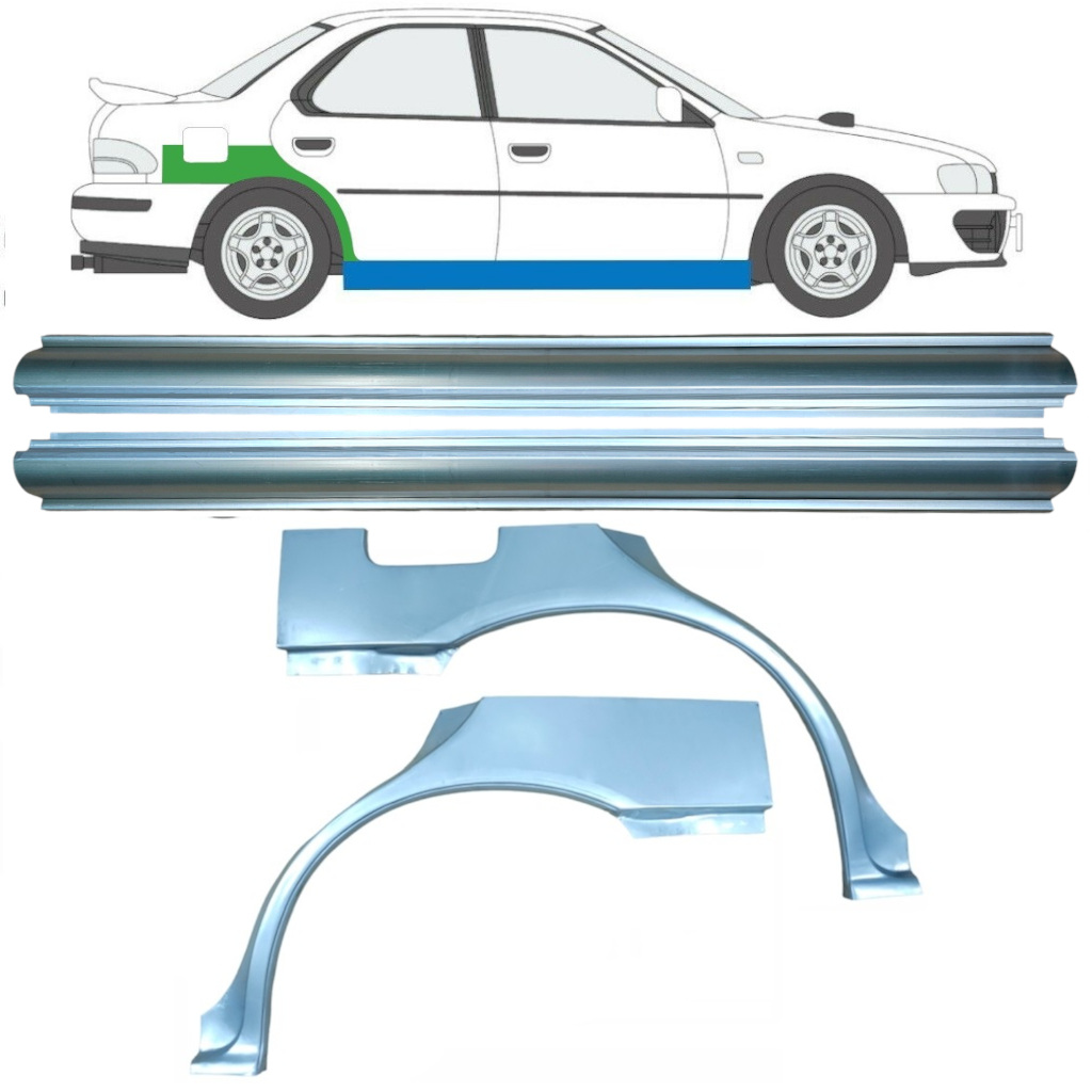 Slieksnis + Aizmugurējā Spārna Daļa Priekš Subaru Impreza Gc Gf 1992-2000 / Kreisais+Labais / Komplekts 10667