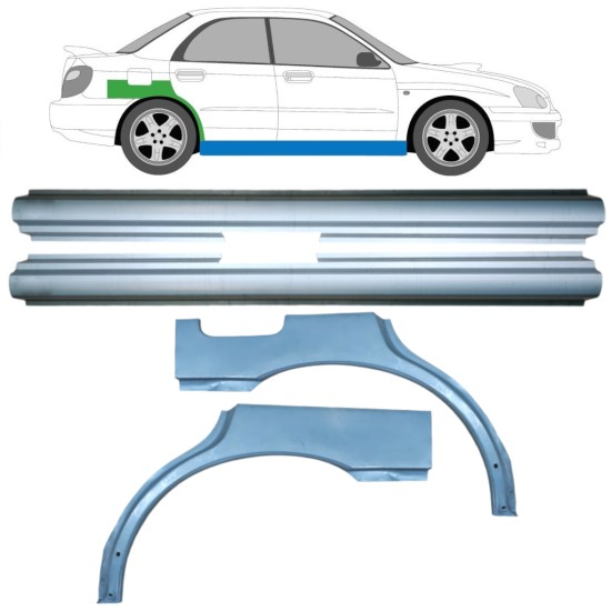 Slieksnis + aizmugurējā spārna daļa priekš Subaru Impreza GD GG 2000-2007 / Kreisais+Labais / Komplekts 10666