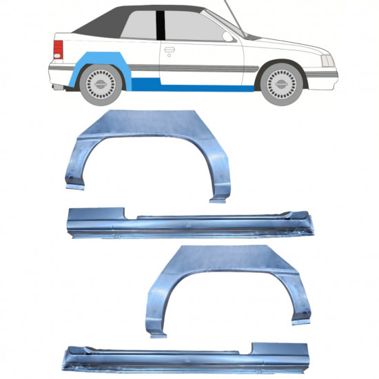 Slieksnis + aizmugurējā spārna daļa priekš Opel Kadett E 1987-1993  CABRIO / Komplekts 12585