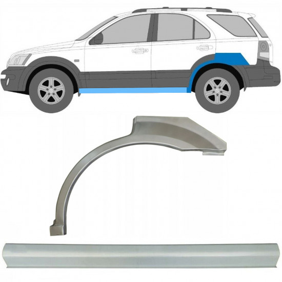 Slieksnis + aizmugurējā spārna daļa priekš Kia Sorento 2002-2009 / Kreisā / Komplekts 10080