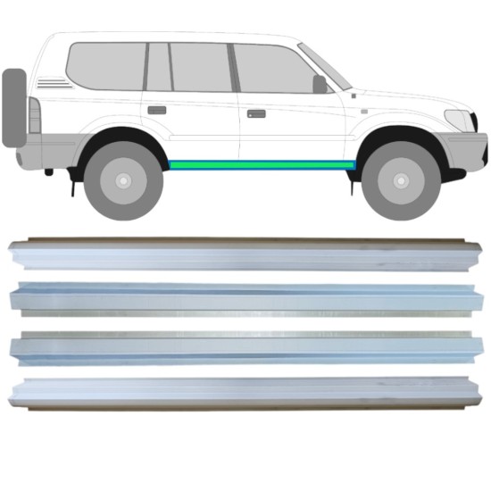 Iekšējais un ārējais slieksnis priekš Toyota Land Cruiser J90 1996-2002 / Kreisais+Labais / Komplekts 14854 Iekšējais un ārējais slieksnis priekš Toyota Land Cruiser J90 1996-2002 / Kreisais+Labais / Komplekts 14854