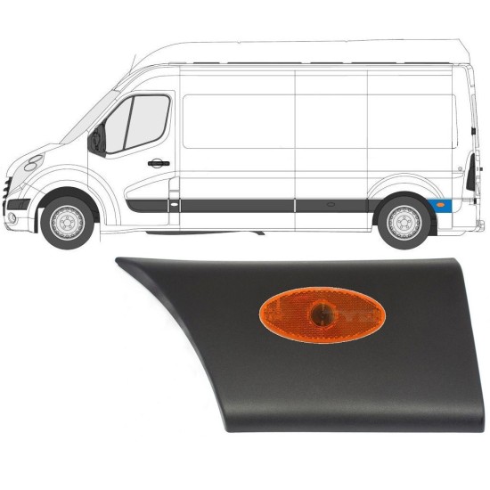 Aizmugurējā spārna sānu josla ar lukturi priekš Renault Master 2010- / Kreisā / Komplekts 10550