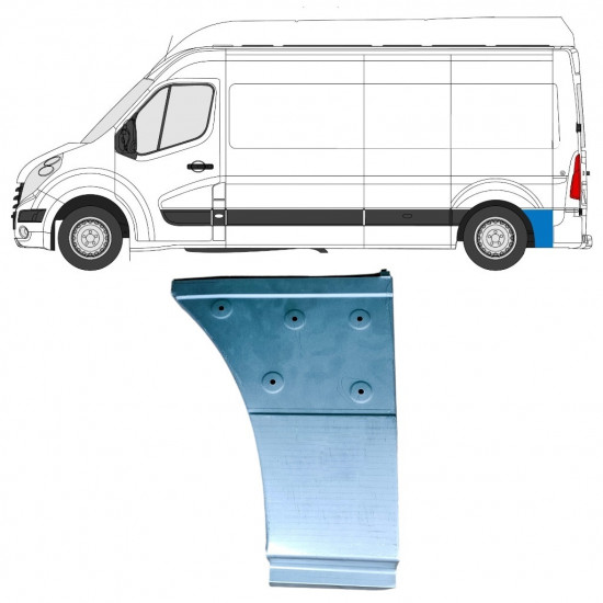 Aizmugurējā arka apakšējā daļa aiz riteņa priekš Renault Master 2010- / Kreisā 12853