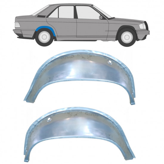 Aizmugurējā riteņa iekšējā arka priekš Mercedes 190 1982-1993 / Kreisais+Labais / Komplekts 9837