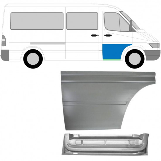 Priekšpuse durvju iekšējais un ārējais panelis priekš Mercedes Sprinter 1995-2006 / Labā / Komplekts 9153