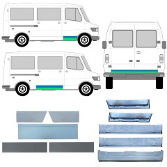 Durvju iekšējā un ārējā daļa priekš Mercedes T1 207-410 1977-1995 / Kreisais+Labais / Komplekts 12635