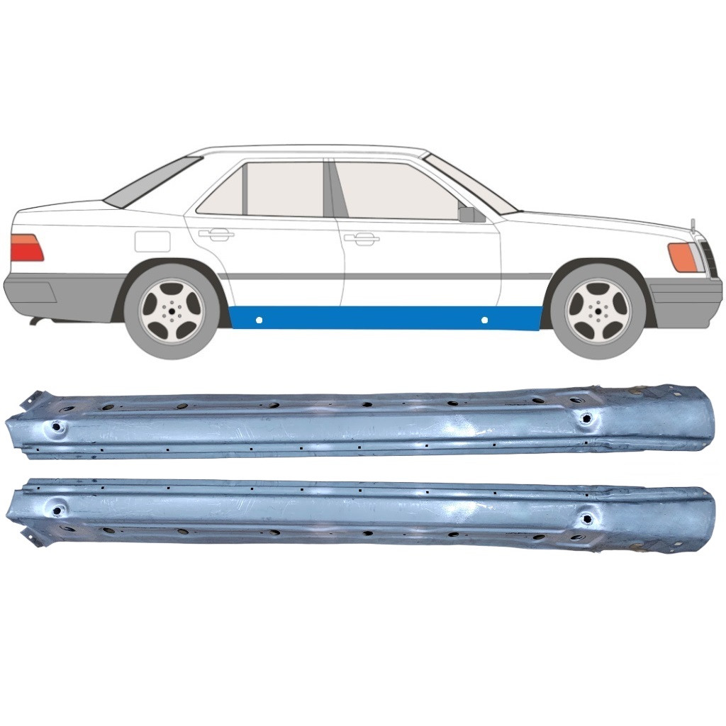 Pastiprināts Pilns Slieksnis Priekš Mercedes E-Class W124 1984-1996 / Kreisais+Labais / Komplekts 9847