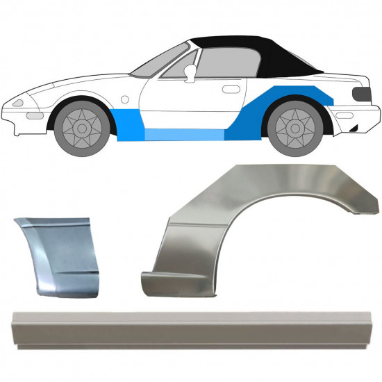 Slieksnis + priekšējā spārna daļa + aizmugurējā spārna daļa priekš Mazda MX-5 1989-1998 / Kreisā / Komplekts 12581