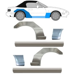 Slieksnis + priekšējā spārna daļa + aizmugurējā spārna daļa priekš Mazda MX-5 1989-1998 / Kreisais+Labais / Komplekts 12582